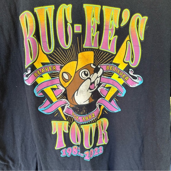 Buc-ees Tour Mens T shirt Black Large Graphic Print Short Sleeve 1982-2022 - Picture 2 of 9